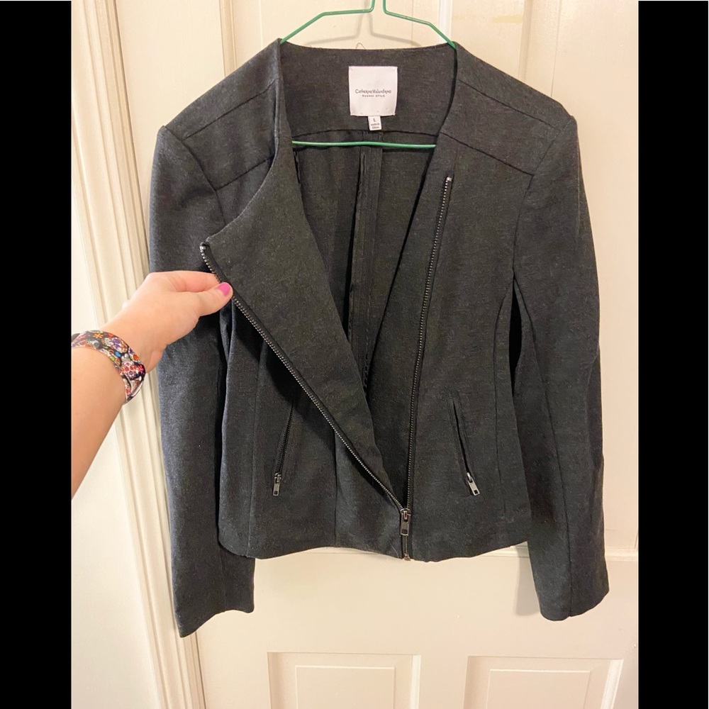 Catherine Malandrino runway charcoal Moto zip jack